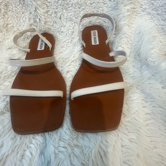 Steve Madden Shoes - Steve Madden Womens Direct Slip On Sandal Patent Faux Leather Cream Size 9M